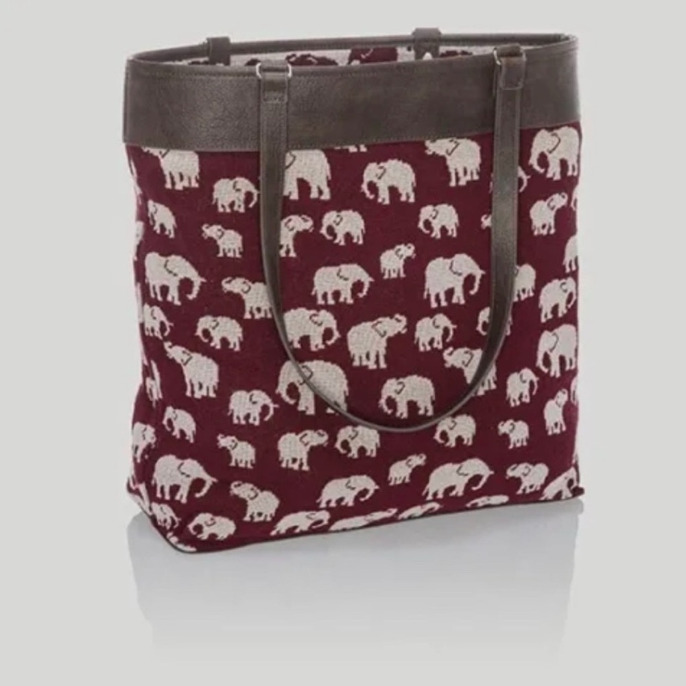 Thirty-One Gifts Retired Reversible Safari Weave Knit Tote 100% Cotton NWT